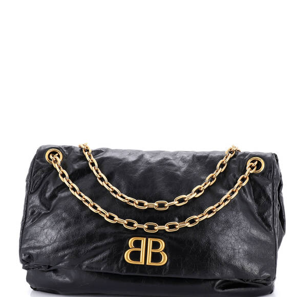 Balenciaga Handbags - Balenciaga Large Monaco Chain Flap Shoulder Bag Leather